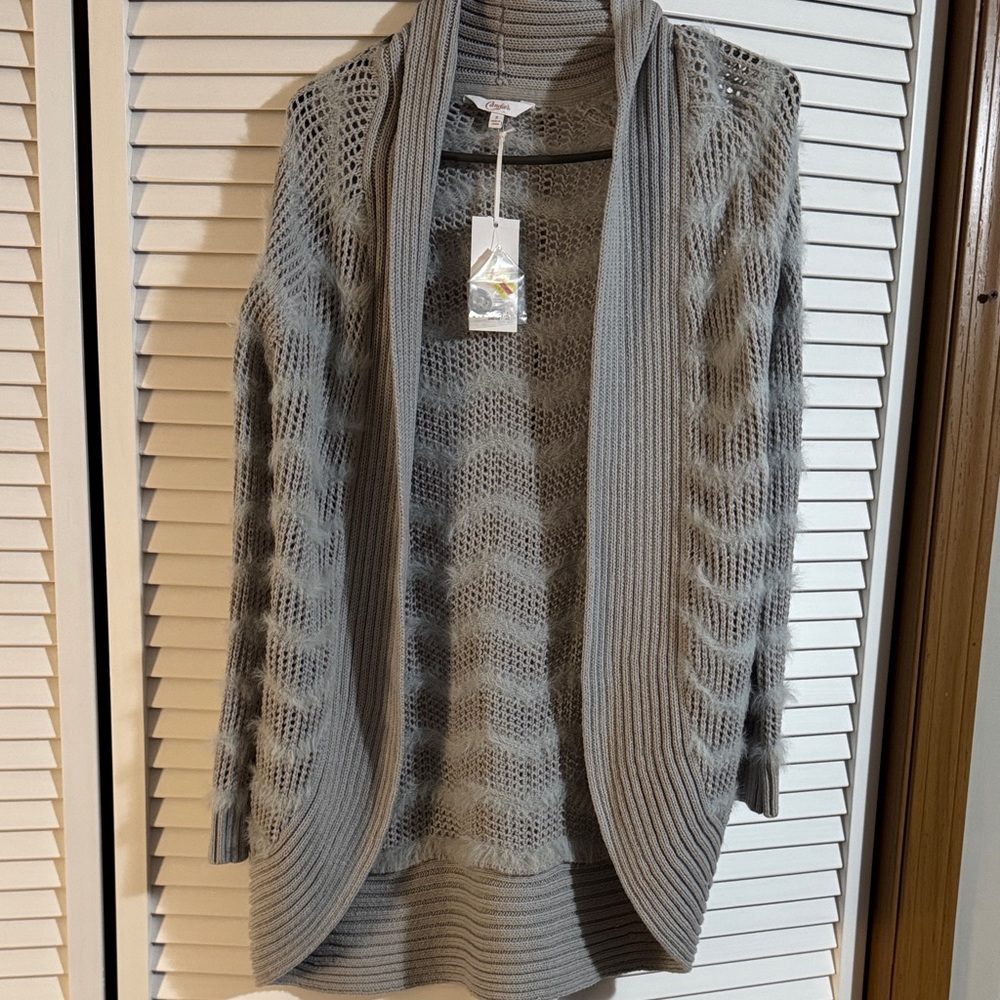 Candie's Elegant Gray Open-Front Cardigan